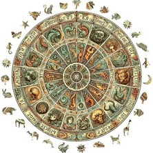 Mythriva Ahşap Puzzle Yetişkin - Antik Zodyak Çarkı - 252 Parça, 29 x 29 cm - Yapıştırıcı Folyo Dahil - Benzersiz Şekilli Parçalar & Özel Figürler - A1-10
