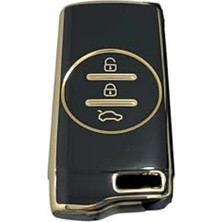 Mythriva Autohan Keys Lüx Chery Tiggo 7 Pro Için Akıllı Anahtar Kılıfı, Premium Siyah-Gold, 3 Butonlu, Nano Kaplama