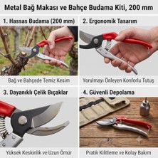 Mythriva Bahçe Budama Için Metal Bağ Makası, 200 mm Uzunluğunda