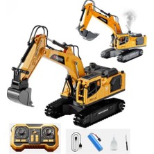 Mythriva Uzaktan Kumandalı 1:18 Metal Ekskavatör, Sarı Rc Iş Makinesi, Duman Efektli, 360° Dönebilen, Şarjlı Işıklı Sesli Oyuncak