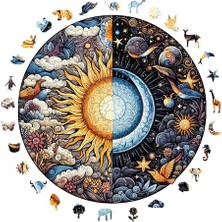 Mythriva Ahşap Puzzle Yetişkin - Gün ve Gece - 252 Parça, 29 x 29 cm - Yapıştırıcı Folyo Dahil - Benzersiz Şekilli Parçalar & Özel Figürler - A1-05