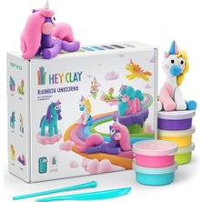 Mythriva Hey Clay - Rainbow Unicorns | 15 Teneke ile Polimer Kil | El Sanatları Çocuklar 3 Yıl Veya Daha Büyük Tek Boynuzlu Atlar | 6 Figürlü Doğum Günü Hediyesi Çocuklar ve Kızlar | Havada Kurutulmuş Kil