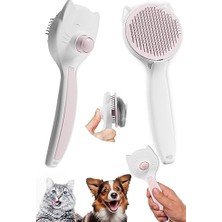Mythriva Kedi Köpek Otomatik Temizlenen Tuşlu Tüy Toplayıcı Tarak Basmalı Kedi Köpek Fırçası Evcil Pet Hayvan Tüy Kıl Toplama Fırçası