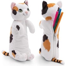 Mythriva Nıcı 61268 Kalem Kutusu, Kedi, Şans Kedisi, 12 x 12 x 25 Cm, Kız Çocukları ve Kadınlar, Okul Çantası, Ofis Veya Kozmetik Kutusu, Yumuşak Pelüş Yavru, Beyaz