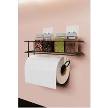 Mythriva Orret Home Yapışkanlı Metal Raf – Kağıt Havlu Askılı Duvar Tipi Baharatlık ve Şampuanlık, Banyo ve Mutfak Için Uygun, Delmeden Yapıştırmalı Metal Askılı Organizer Raf