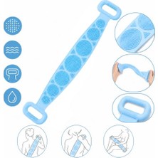 Mythriva Silikon Sırt Yıkama Lifi 70 x 10 Cm, Çift Taraflı Esnek Banyo Kesesi, Uzun Saplı Vücut Temizleme ve Masaj Lifi