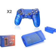 Hadron GS7B Mını Retro Oyun Stick HDMI Çift Gamepad Seti 64 GB Hafıza Kartlı 2.4g Kablosuz Mavi