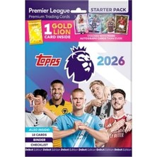 Mythriva Topps Premier League 2025/26 Başlangıç Paketi – 10 Kart + Garantili Altın Aslan Kartı, Bağlayıcı ve Koleksiyoncu Kılavuzu Dahil – Debut Edition