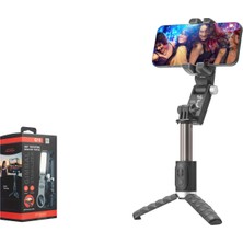 Hadron Q18 Tek Eksenli Gimbal Selfie Çubuğu Aı Takipli Işıklı Bluetooth Tripod 70 cm Siyah