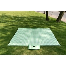 Mythriva Pinterest Piknik Örtüsü 200X150 cm Su Geçirmez Çift Katlı Kamp ve Plaj Örtüsü (Yeşil)