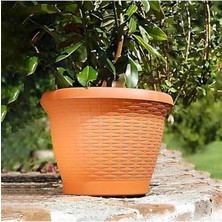 Mythriva SO-HS04 Plastik Hasır Desenli Dekoratif Saksı 15 Litre No 4