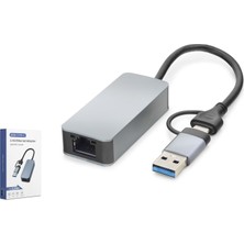 Hadron HDX7865 USB Type C 3.0 Ethernet Adaptör 2.5 Gbps Gri