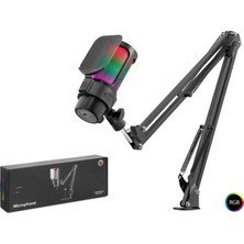 Hadron M835B Gaming Rgb Mikrofon Seti Boom Mikrofon Kolu Type-C 192KHZ 24BIT Siyah