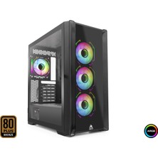 Mofan MF2902B Pc Gaming Kasa 360 Seri 80 Plus 850W Power Supply 4x Argb Fan Siyah