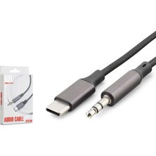 Hadron GJ021 Type-C 3.5 mm Ses Kablosu 1 M Siyah