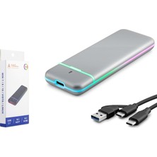 Hadron HDX1774 M.2 Nvme Harici SSD Kutusu USB Type-C 10 Gbps Rgb Gri