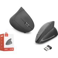 Nodar ND1211 Dual Mode Ergonomik Dikey Sessiz Mouse 2.4 Ghz Bluetooth 1600 Dpı Siyah