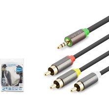 Hadron HDX1065 3.5 mm Trrs To 3 Rca Görüntü ve Ses Kablosu 3 M Siyah
