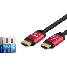 Hadron HDX2039 HDMI 2.0 Kablo 4K 60 Hz Od 8.0 mm 15 M Siyah Kırmızı