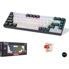 Mofan MF1703W Tri Mode Mekanik Gaming Klavye Red Switch Rgb 68 Tuş Beyaz Siyah