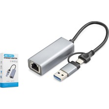 Hadron HDX7863 USB Type C 3.0 Ethernet Adaptör Gigabit Gri