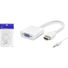 Hadron HDX2019B HDMI To VGA Ses Çıkışlı Görüntü Dönüştürücü 1080P Beyaz