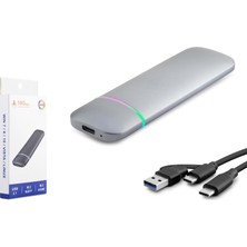 Hadron HDX1772 M.2 Nvme Ngff Harici SSD Kutusu USB Type-C 10 Gbps Çift Arabirim Rgb Gri