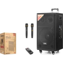 Ndr NDR412 Çift Karaoke Mikrofonlu Bluetooth Hoparlör Fm Radyo 120W 12 Inç Kumandalı Ahşap