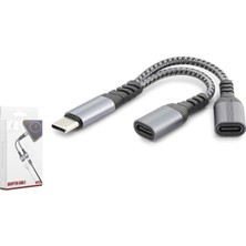 Hadron GJ017 Type-C Şarj ve Ses Ayırıcı Kablo 100W Siyah
