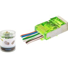 Nodar ND2417 CAT6E Ez RJ45 Metal Konnektör 100 Adetli Kutu Yeşil