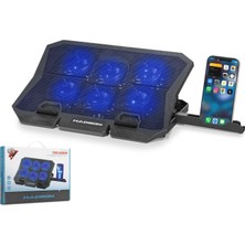 Hadron HDX4254 Thunder Serisi Laptop Soğutucu 6 Fanlı LED Telefon Standlı 13-15.6 Inç Siyah