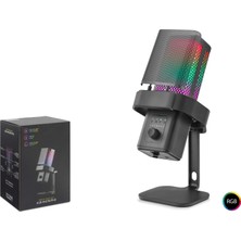 Hadron M6B Gaming Rgb Masaüstü Mikrofon Type-C 192KHZ 24BIT Siyah