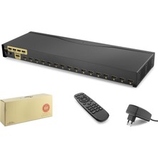 Hadron HDX1379 HDMI Kvm Switch 2 USB Hub 2 Console Kumandalı 16 HDMI Port Siyah