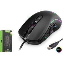 Mkespn X9 Rgb Gaming Mouse 12800 Dpı 10 Tuş Makro 1000Hz Siyah