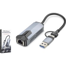 Hadron HDX7866 USB Type C 3.0 Ethernet Adaptör Gigabit 5 Gbps Gri