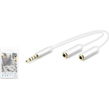 Hadron HDX1072 3.5 mm Kulaklık Mikrofon Ayırıcı Kablo 23 cm Beyaz