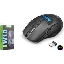 Mkespn W10 Dual Mode Rgb Gaming Mouse 2.4 Ghz Bluetooth 2400 Dpı 9 Tuş Makro 500Hz Siyah