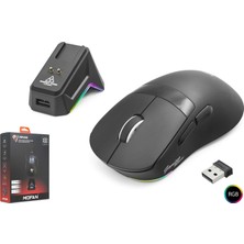 Mofan MF1216B Tri Mode Rgb Gaming Mouse Manyetik Şarj Standlı OLED Ekranlı 12000 Dpı Siyah