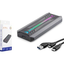 Hadron HDX1775 M.2 Nvme Harici SSD Kutusu USB Type-C 10 Gbps Rgb Siyah