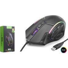 Mkespn X15 Rgb Gaming Mouse 12800 Dpı 12 Tuş Makro 1000Hz Siyah