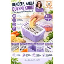 Transformacion 1.6 Litre Pratik Hazneli Çift Yönlü Ince Kalın Sebze Peynir Rendesi Kapaklı Mutfak Saklama Kabı 18/10 304 Paslanmaz Çelik 723690