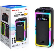 Ndr NDR1710 Çift Karaoke Mikrofonlu Bluetooth Hoparlör Fm Radyo 2X10 Inç Rgb Kumandalı Siyah