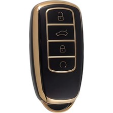 Mythriva Autohan Keys Lüx Chery Tiggo 8 Pro, Omoda 5, Tiggo 7 Avantgarde Nano Araba Anahtar Kılıfı, Siyah-Gold, Premium Kalite
