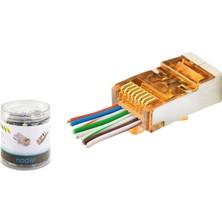 Nodar ND2421 CAT6E Ez RJ45 Metal Konnektör 100 Adetli Kutu Turuncu