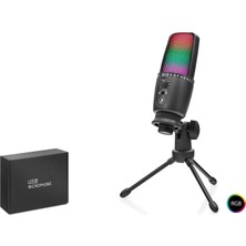 Hadron ME31 Gaming Rgb Tripod Mikrofon Dokunmatik Mute Gain Kontrollü Type-C Siyah