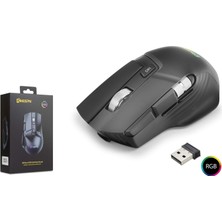 Mkespn W13 Dual Mode Rgb Gaming Mouse 2.4 Ghz Bluetooth 10000 Dpı 10 Tuş Makro 1000Hz Siyah