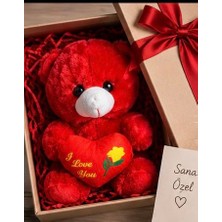 Xuping 20 cm Kırmızı Peluş Ayıcık Kalpli I Love You Sevgiliye Özel Romantik Hediye