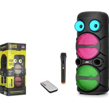 Jbr JBR8809 Karaoke Mikrofonlu Bluetooth Hoparlör Fm Radyo 20W 2x8 Inç Rgb Kumandalı Siyah