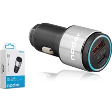 Nodar ND1076 Araç Şarj Adaptörü USB Type-C Pd Qc 3.0 45W Metal Siyah