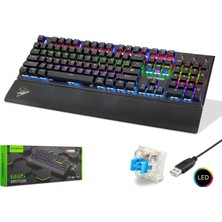 Hadron G605 Mekanik Gaming Klavye Blue Switch Bilek Destekli Rgb 104 Tuş Siyah